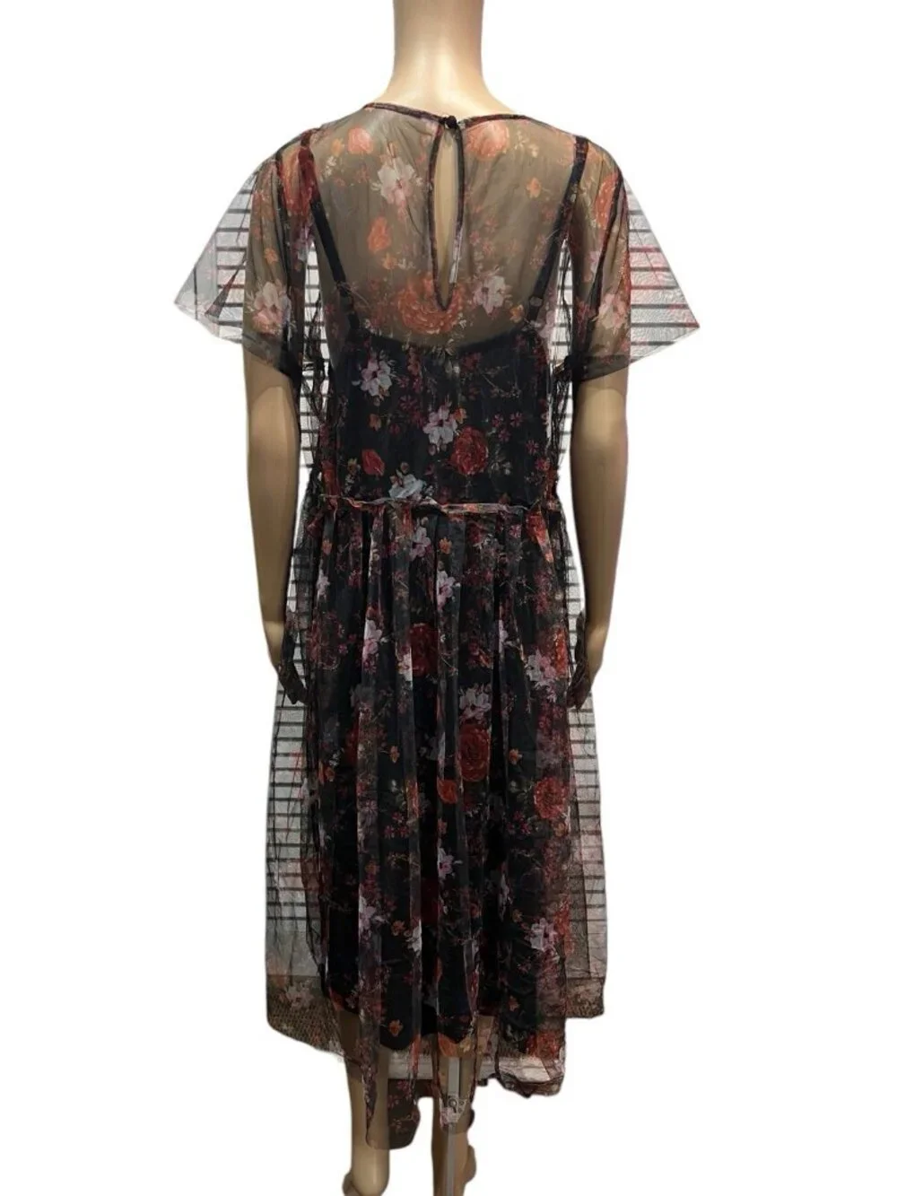 Torrid 2 Dress Plus Size 2X  Multicolor Floral Print Mesh Lined Skater Lace - Picture 5 of 14